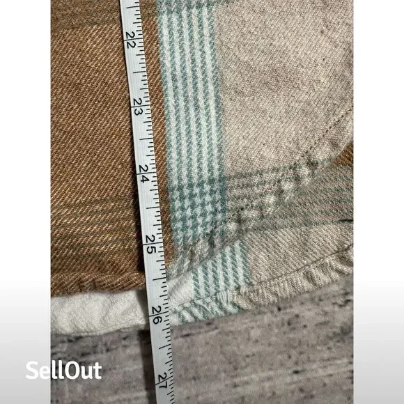 PrAna  Women's Plaid Flannel Snap -Up Shirt Brown Size L Casual Cozy Fall Winter - Picture 3 of 11